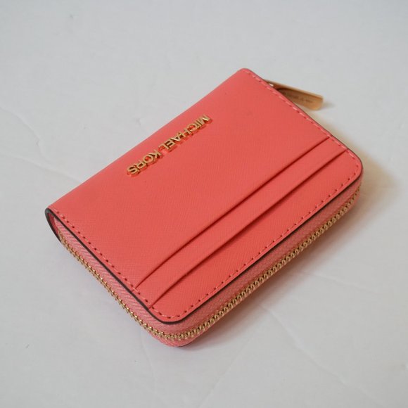 Michael Kors Jet Set Travel Card Case Wallet Grapefruit Pink - Picture 3 of 9